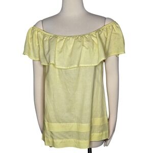Monsoon Linen Blend Off The Shoulder Ruffle‎ Top Yellow Size L